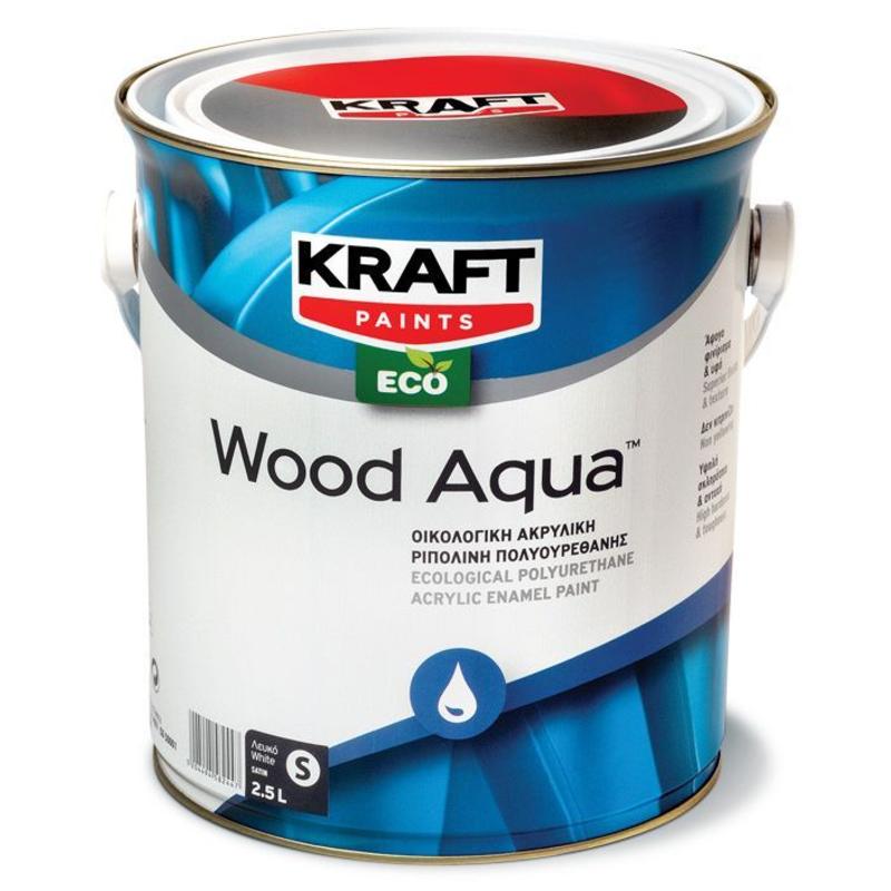 Οικολογική Ακρυλική Ριπολίνη Wood Aqua - Kraft Paints "Λευκό Σατινέ" 0.75L